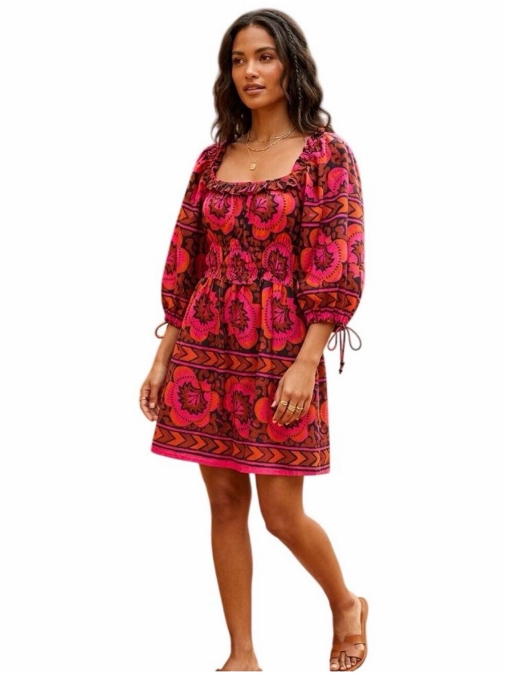 House of Harlow 1960 Pink and Orange Floral Mini Dress